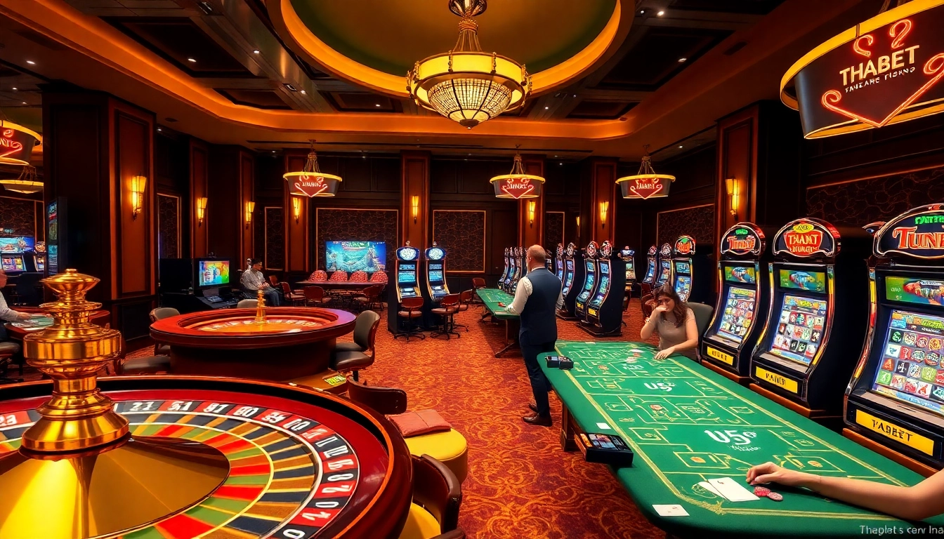 Players enjoying a thrilling game at THABET's casino, highlighting exciting roulette and slot experiences.
