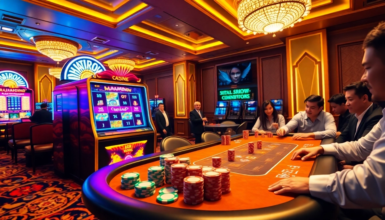 Experience thrilling gameplay with RAJABARONG featuring dynamic slot machines and luxury casino tables.