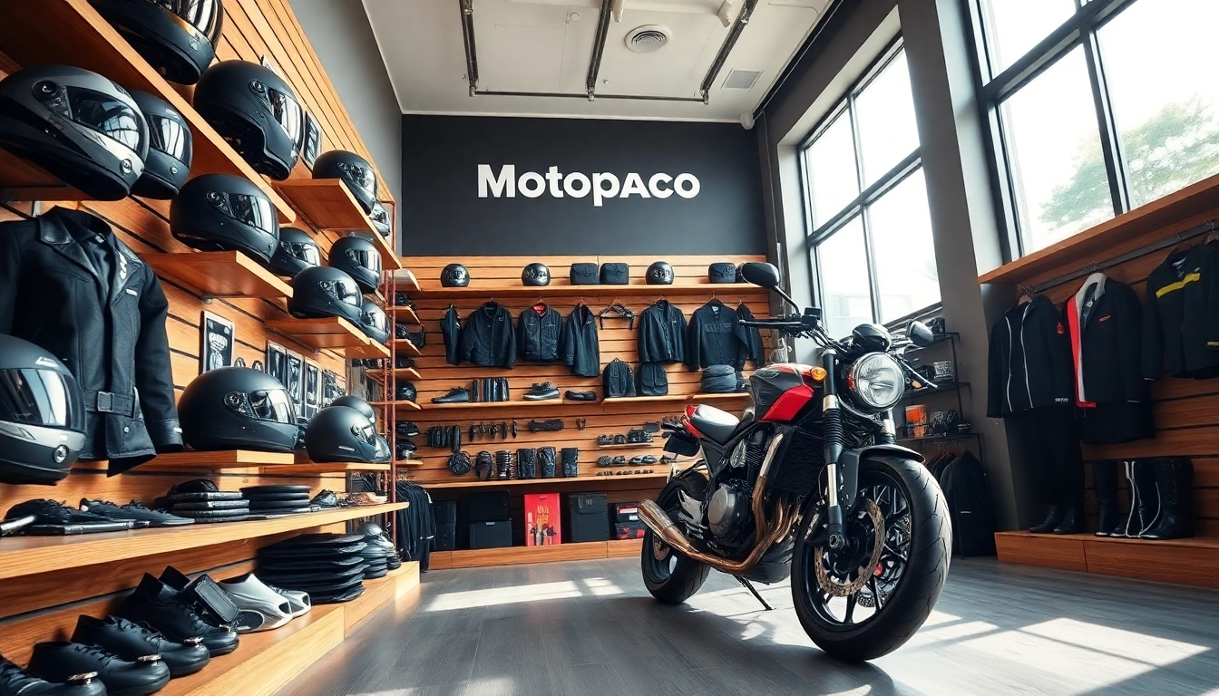 Intérieur stimulant de Motopaco présentant des accessoires et équipements de moto de haute qualité.