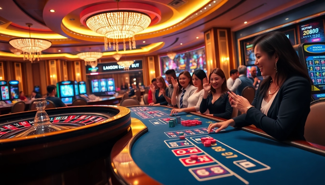 MM88 casino players enjoying an intense game at elegant poker tables.