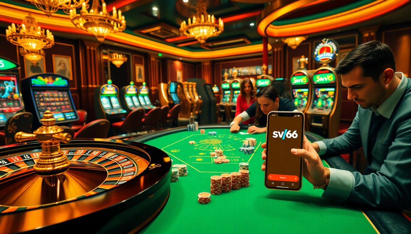 Experience the thrill of betting at sv66 with vibrant casino elements and excited players.