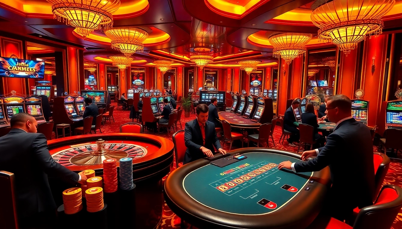 Experience the thrill of online gaming at PU88 com with vibrant casino scenes and high-stakes action.