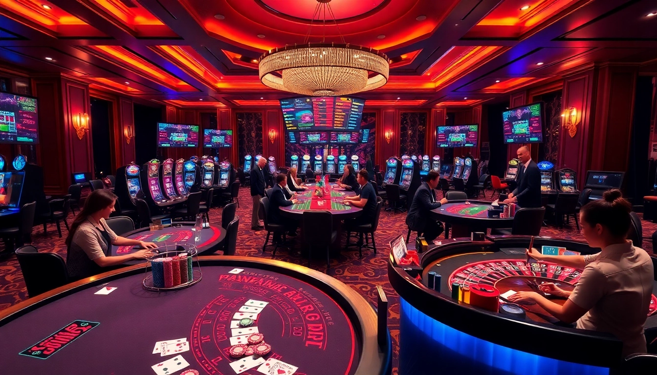 Experience the thrill of casino games at thabet77.sa.com with vibrant tables and engaging dealers.