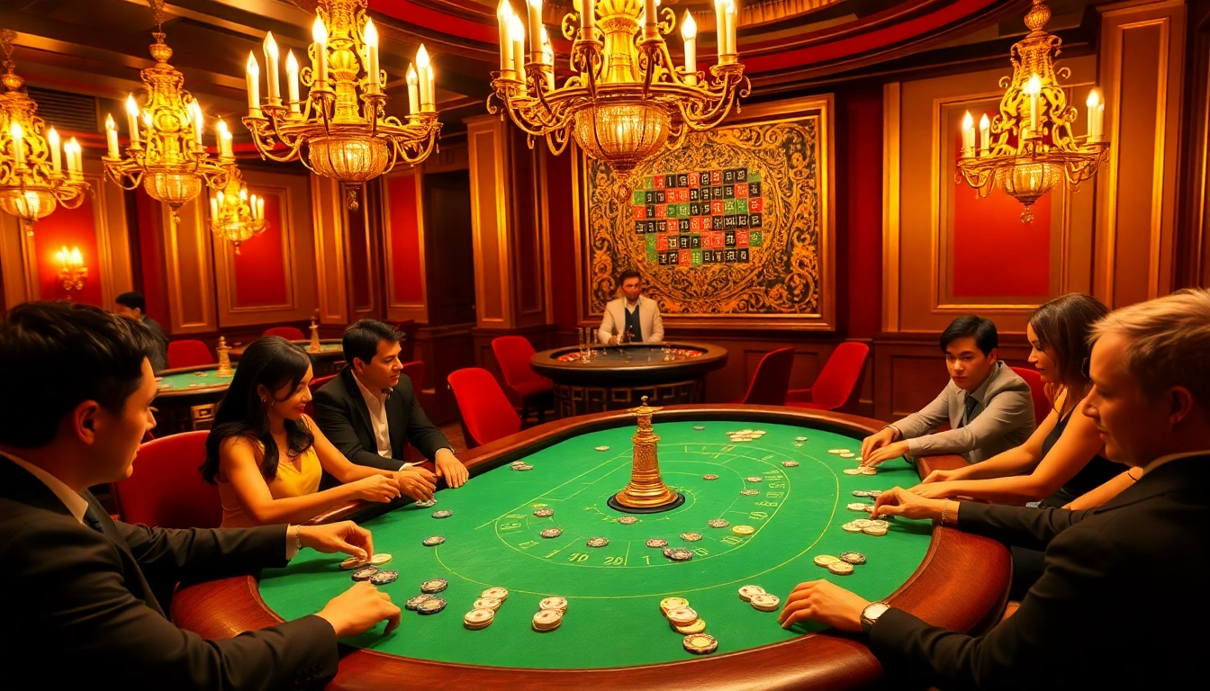 Exciting poker game at a luxury casino table showcasing 7mcn's digital betting experience.
