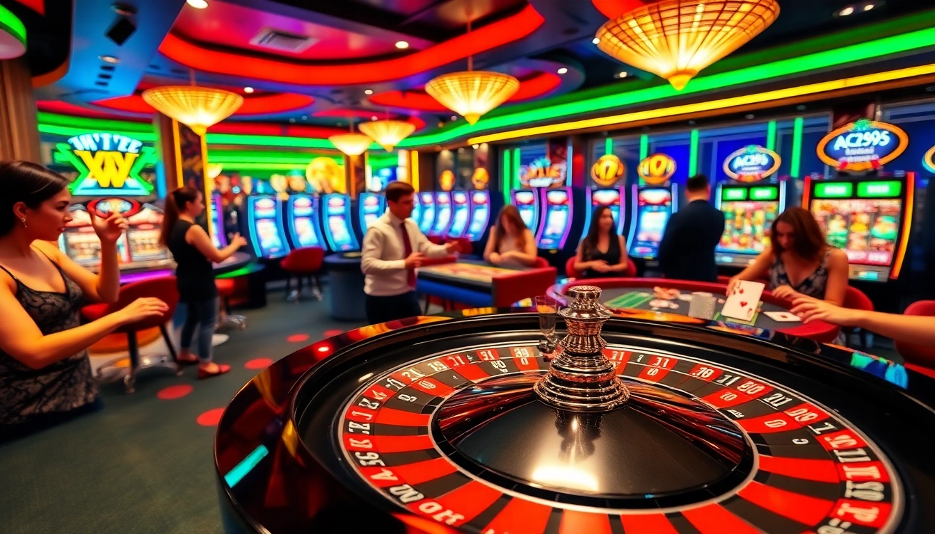 uu88 casino players enjoy thrilling games at a lively gambling table with roulette wheel.