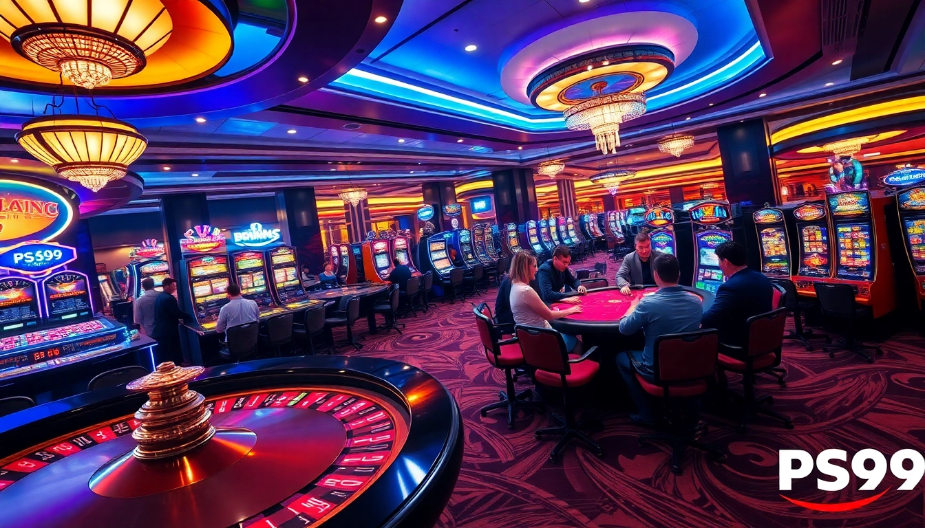 Experience the thrilling action of nhà cái PS99 with vibrant casino gaming scenes.