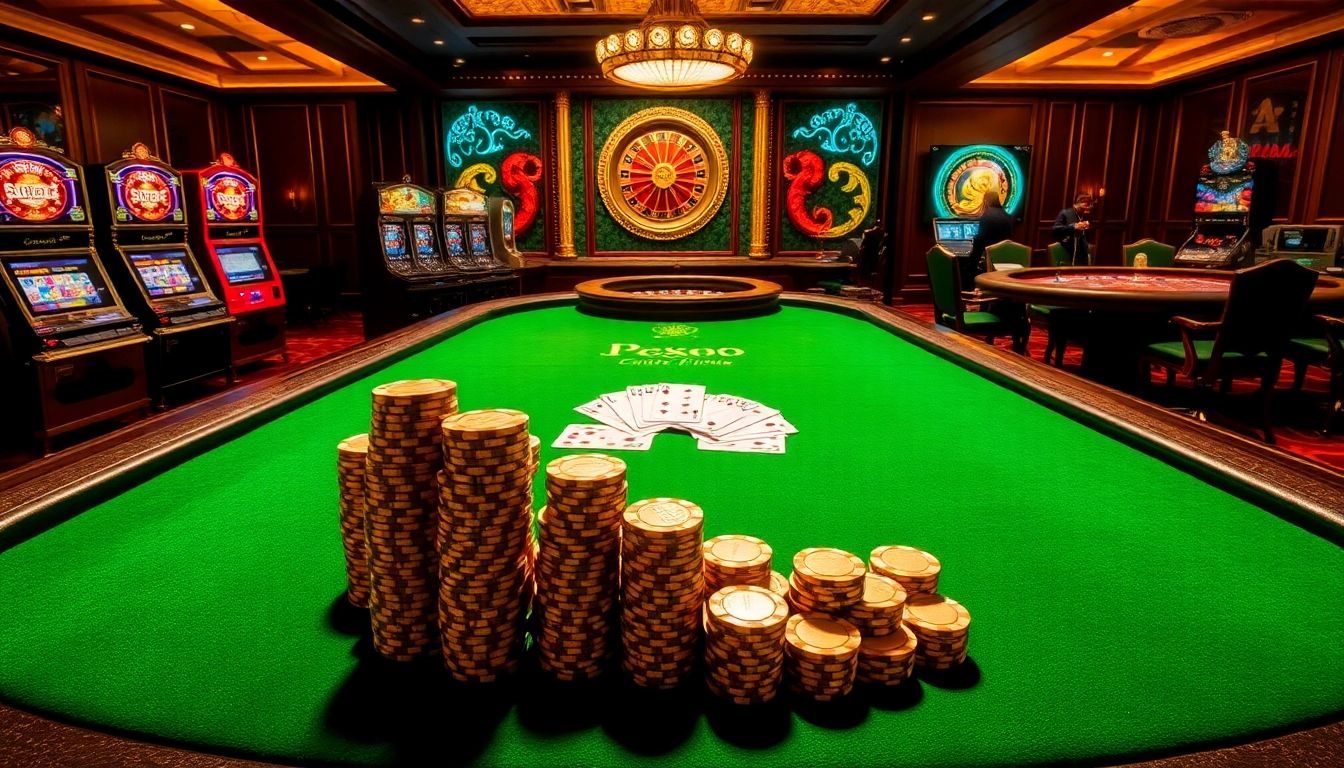 Players enjoy exciting games at 33BD poker table, surrounded by vibrant casino atmosphere.