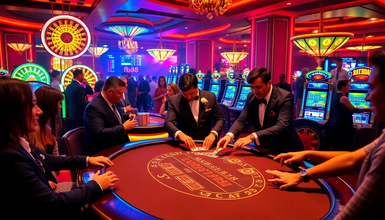 Experience the excitement of fb88 with players thriving at an upscale casino table.
