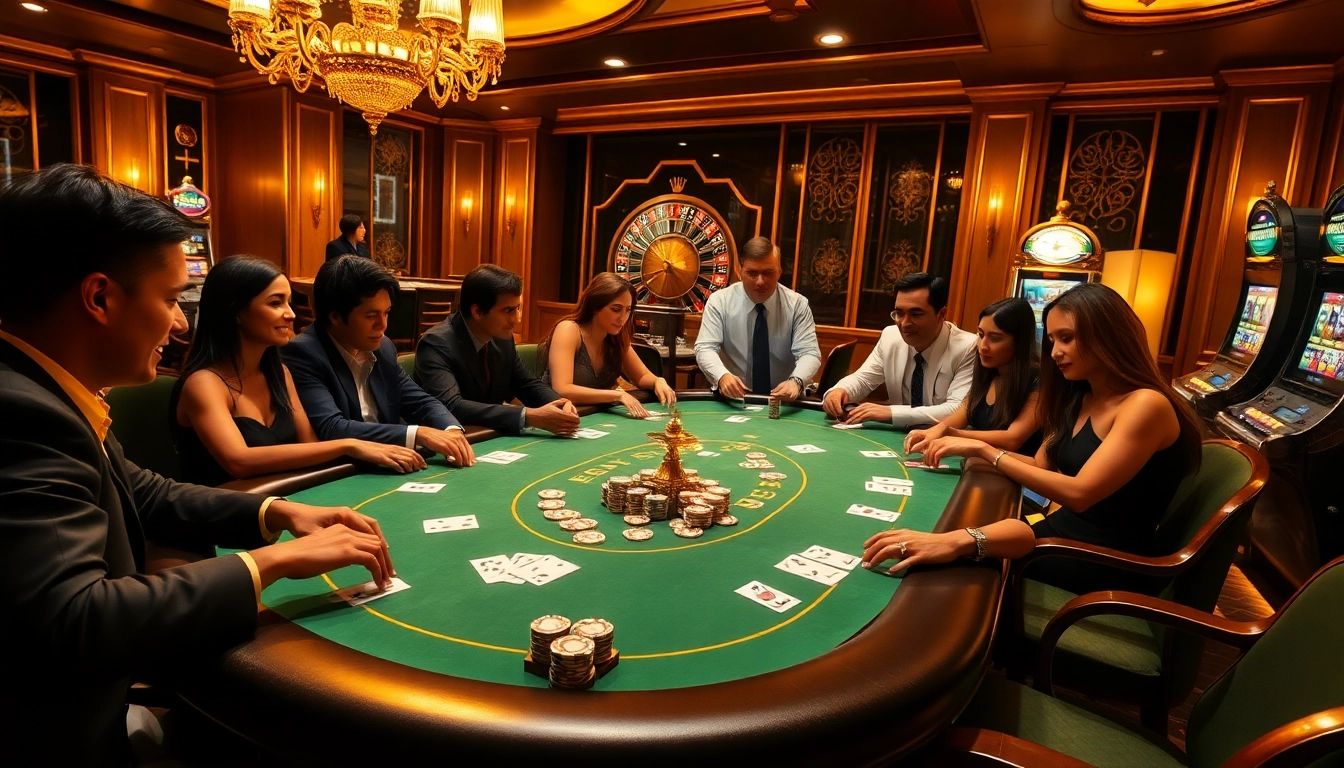 Experience high-stakes poker with EEJL chips and players in a luxurious casino setting.