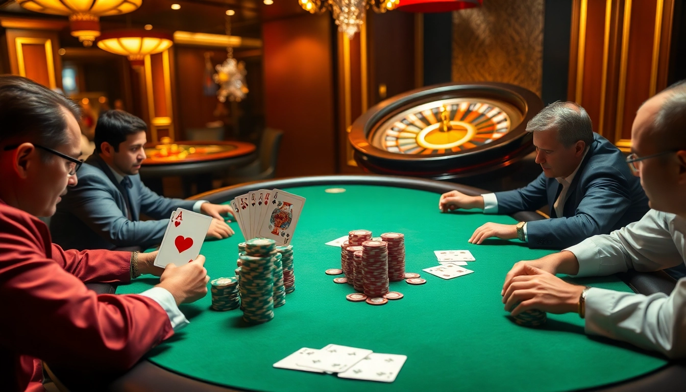 Experience the thrill of high-stakes gambling with 13 Win as poker players celebrate a successful game.