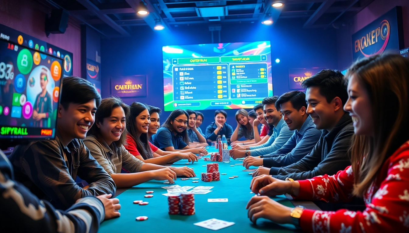 Exciting online gaming scene from gamebaidoithuong.com.vc featuring diverse players enjoying vibrant card games.