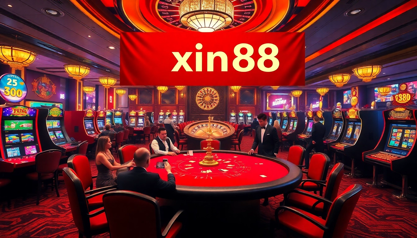 Experience thrilling games at xin88 with vibrant tables, cards, and chips in action.