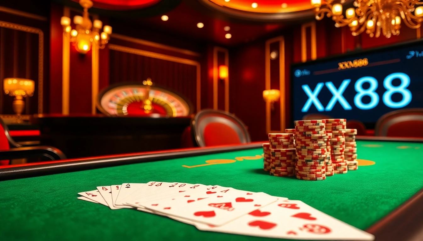 Experience the thrill of gaming with XX88 at a luxurious casino table.