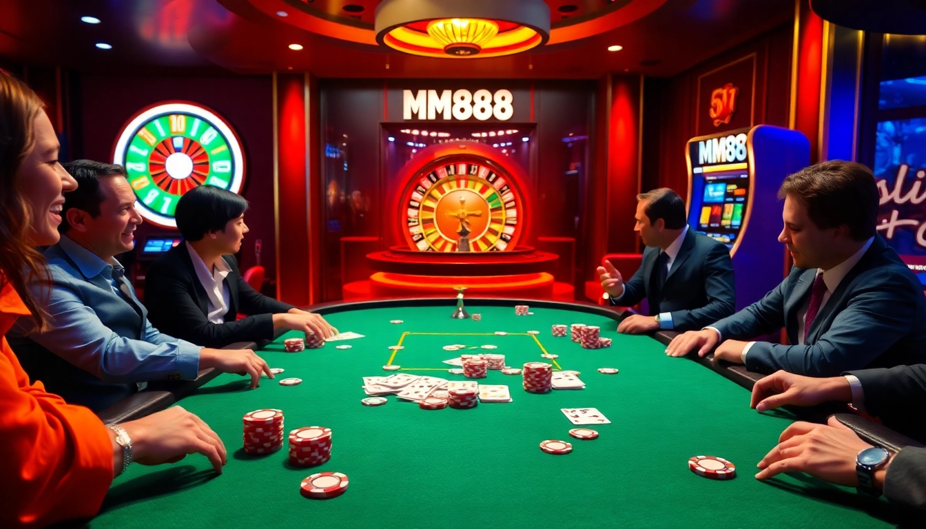 Engaging poker game at https://mm88.agency/ with vibrant chips and cards, showcasing excitement.