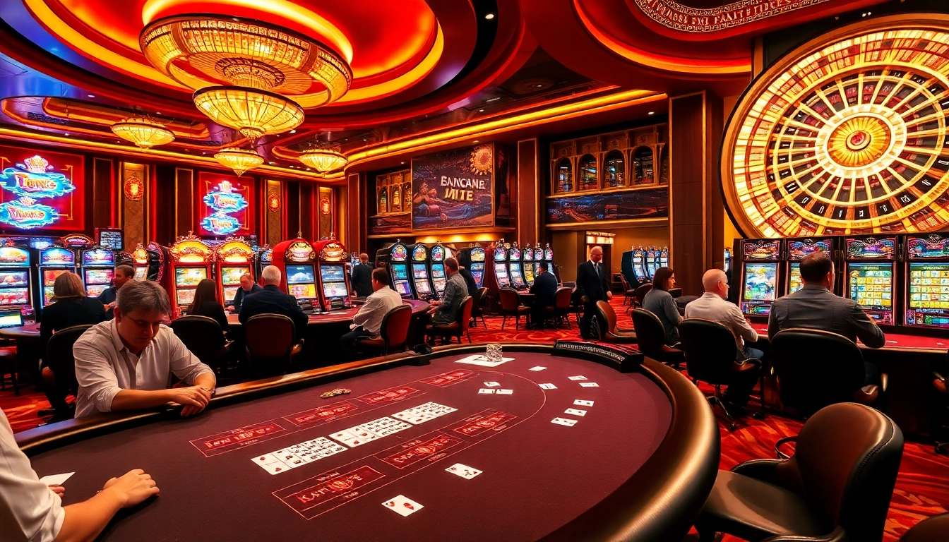 Players engaging in intense gambling action at a luxurious casino table featuring 6RWIN.