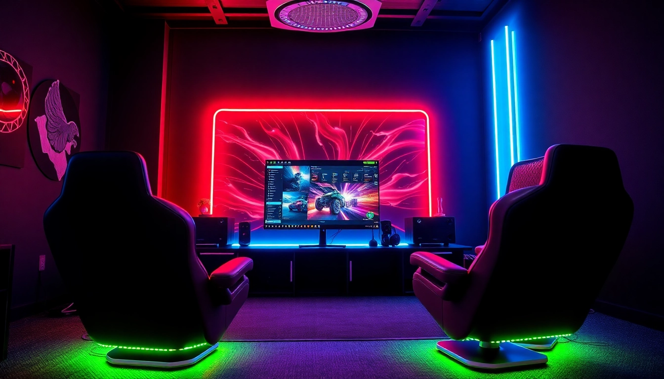 Dynamic gaming interface at sunwin with colorful lighting and high-tech décor.