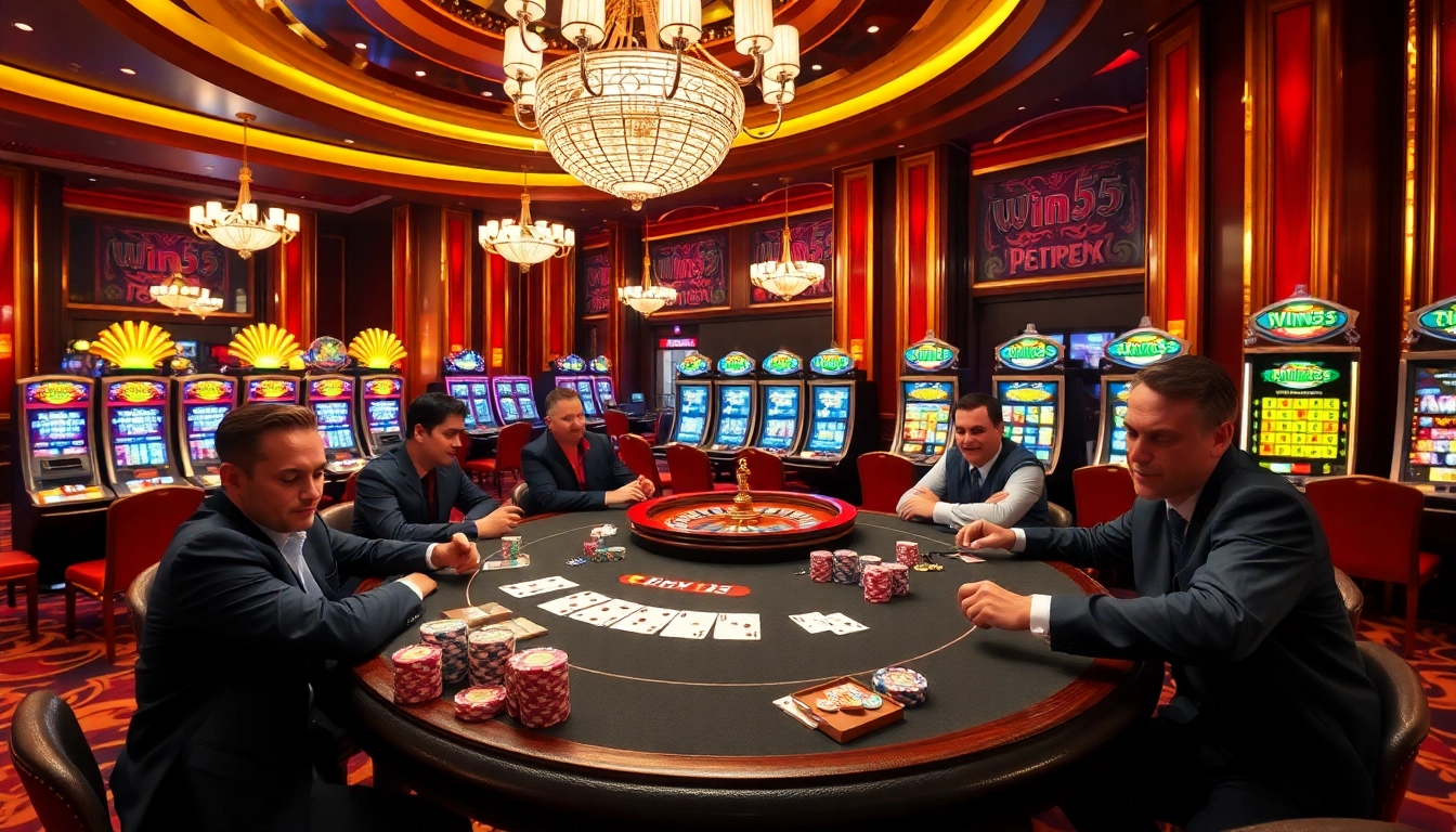 Experience the thrill of play with win55 at a vibrant casino poker table filled with chips.
