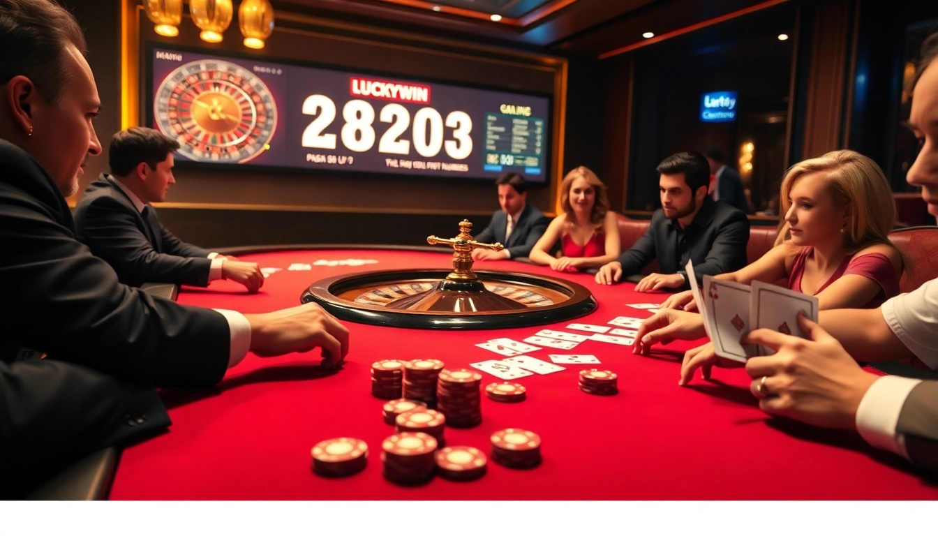 Engaging gambling action at a casino featuring luckywin lott numbers displayed prominently.