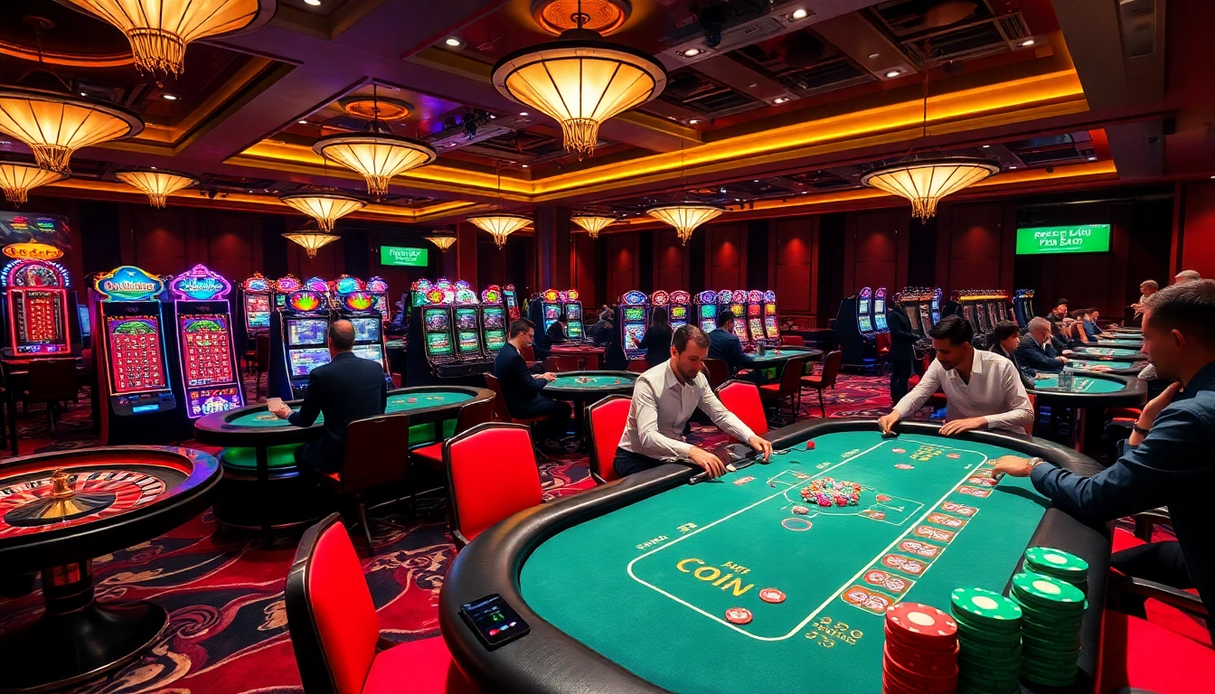 Engaged players strategizing at a luxurious casino featuring elements of https://f168.faith/.