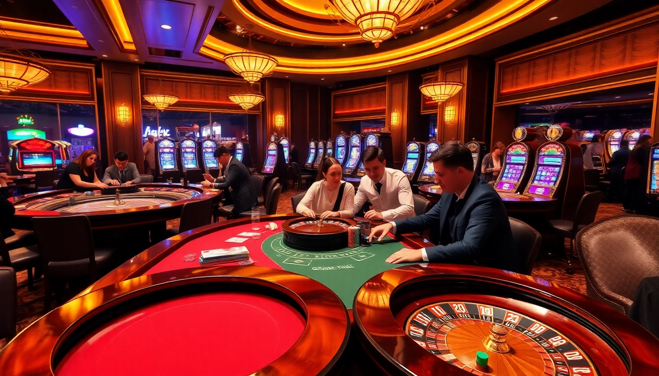 Engage in a thrilling i9bet casino experience with dazzling poker tables and vibrant slot machines.