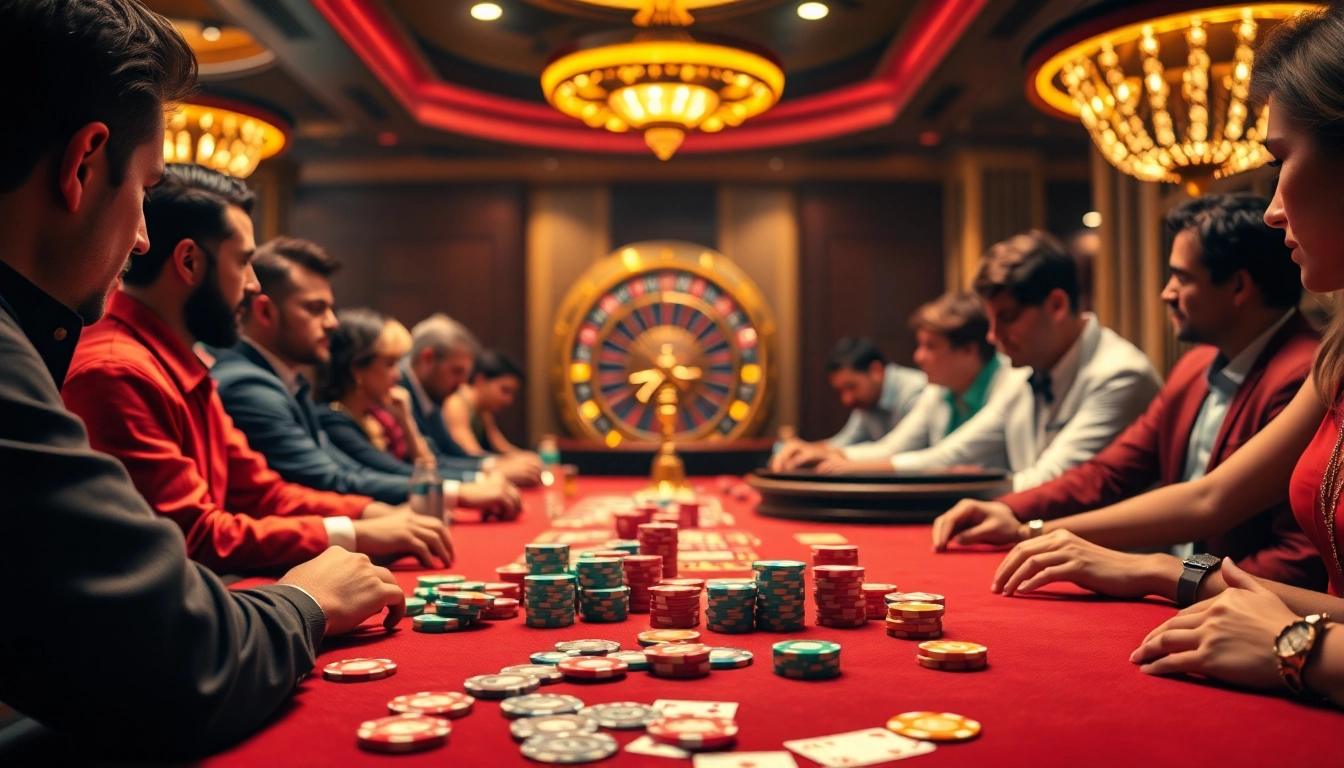 Exciting poker action at 88vv casino table with vibrant chips and cards.