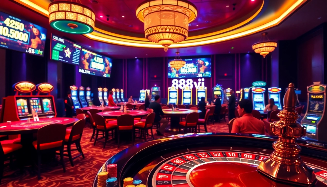 Players enjoying thrilling casino games at 888vi with a luxurious ambiance.
