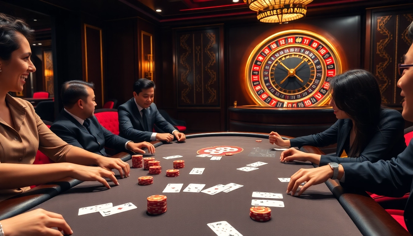 Experience the excitement of gambling in an NK 88 casino scene with luxury poker tables and roulette.