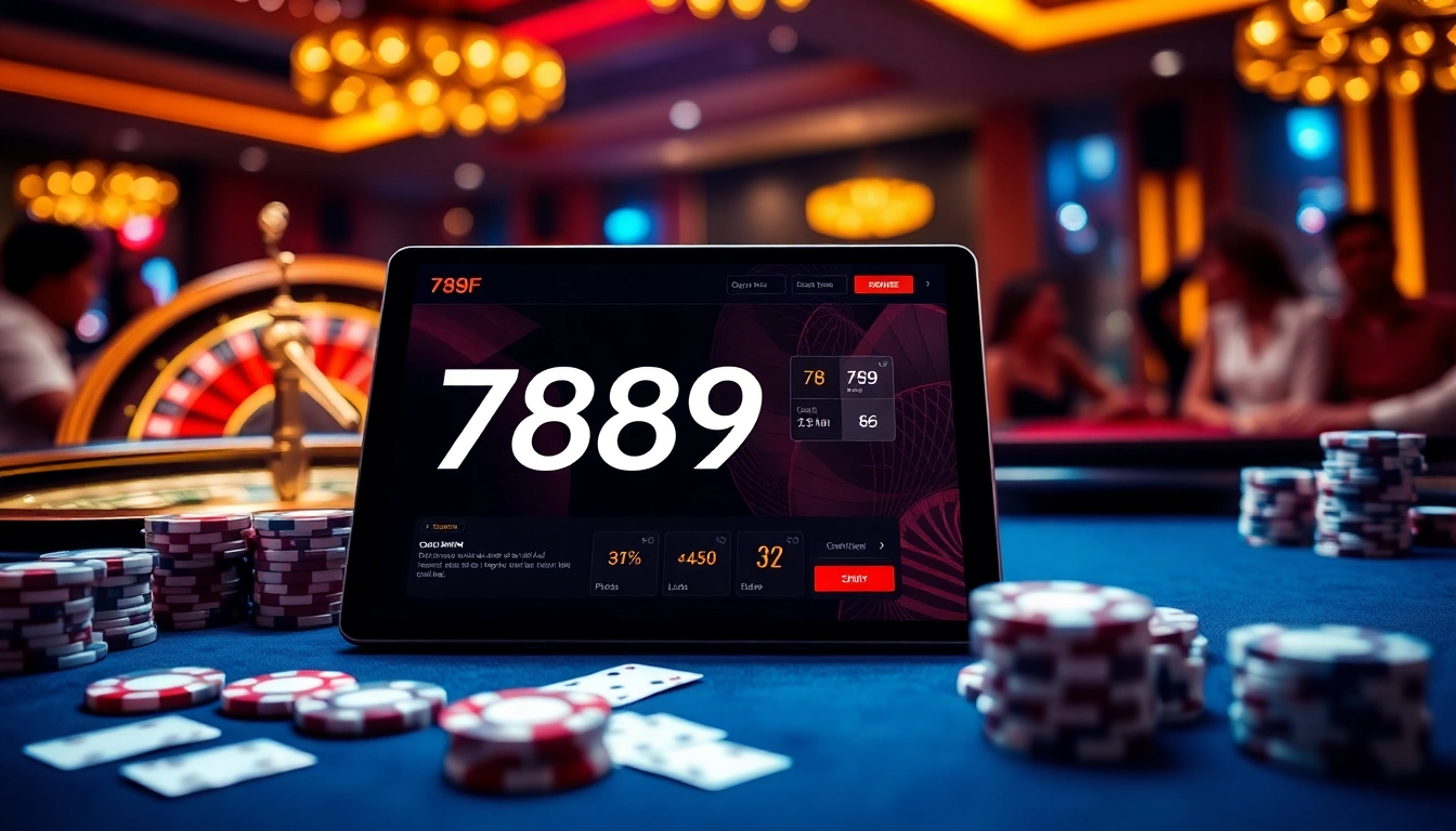 Engaging scene of 789F online gambling with roulette and blackjack tables.
