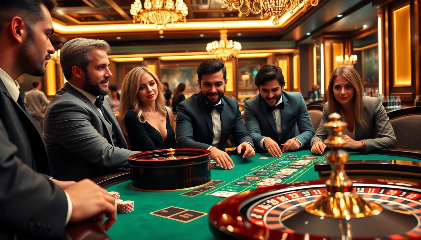 Players immersed in a thrilling zbet casino experience with vibrant tables and poker chips.