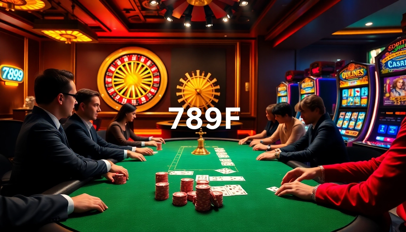 Exciting poker action at the 789F casino with vibrant chips and cards on the table.