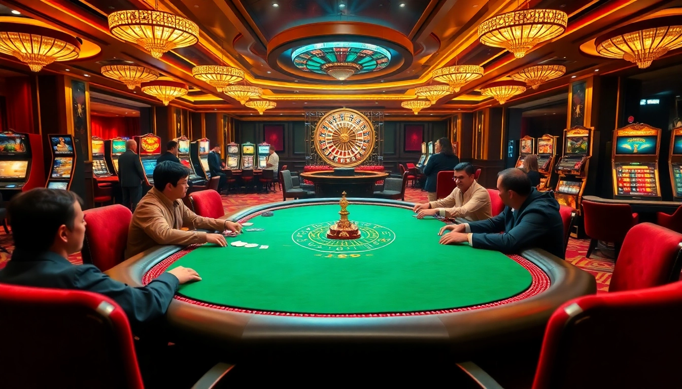 Catch exhilarating moments at https://vj88vn.com/ featuring a vibrant poker table and spinning roulette wheel.