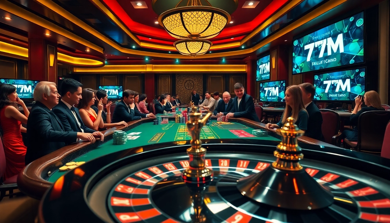 Experience high-stakes poker action at 7M casino table with vibrant chips and cards.