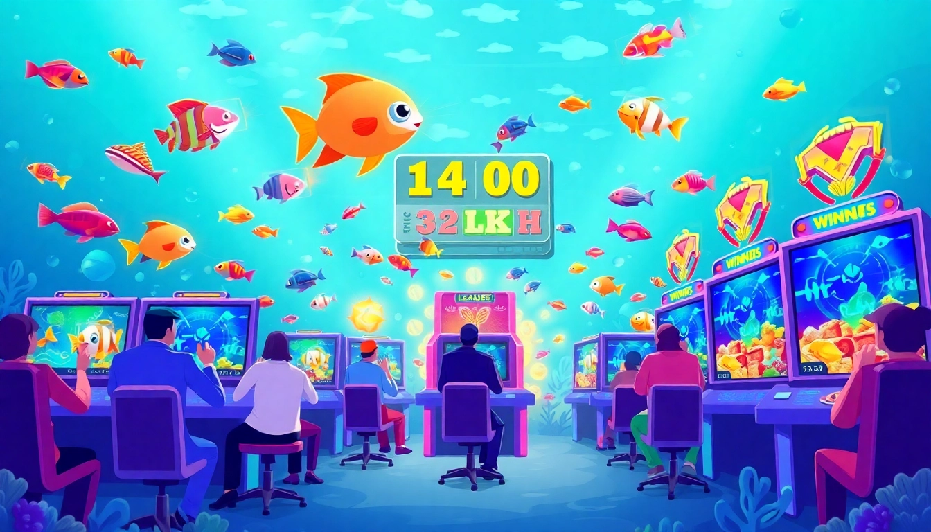 Players engaging in bắn cá rikvip in a dynamic virtual casino setting with colorful graphics.