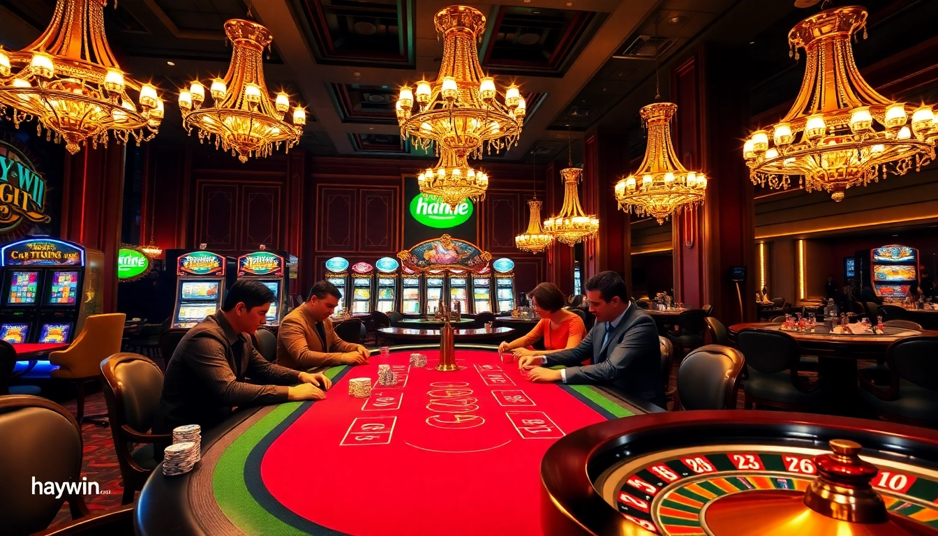 Experience the thrill at hay.win with a vibrant poker table and luxurious casino atmosphere.