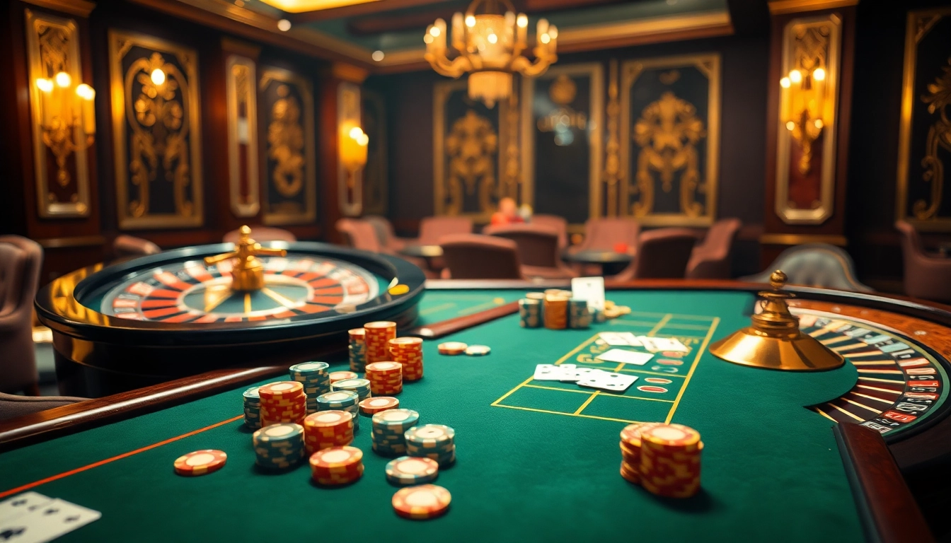 Players strategizing at a lavish poker table, showcasing the excitement of RIKVIP's gambling experience.