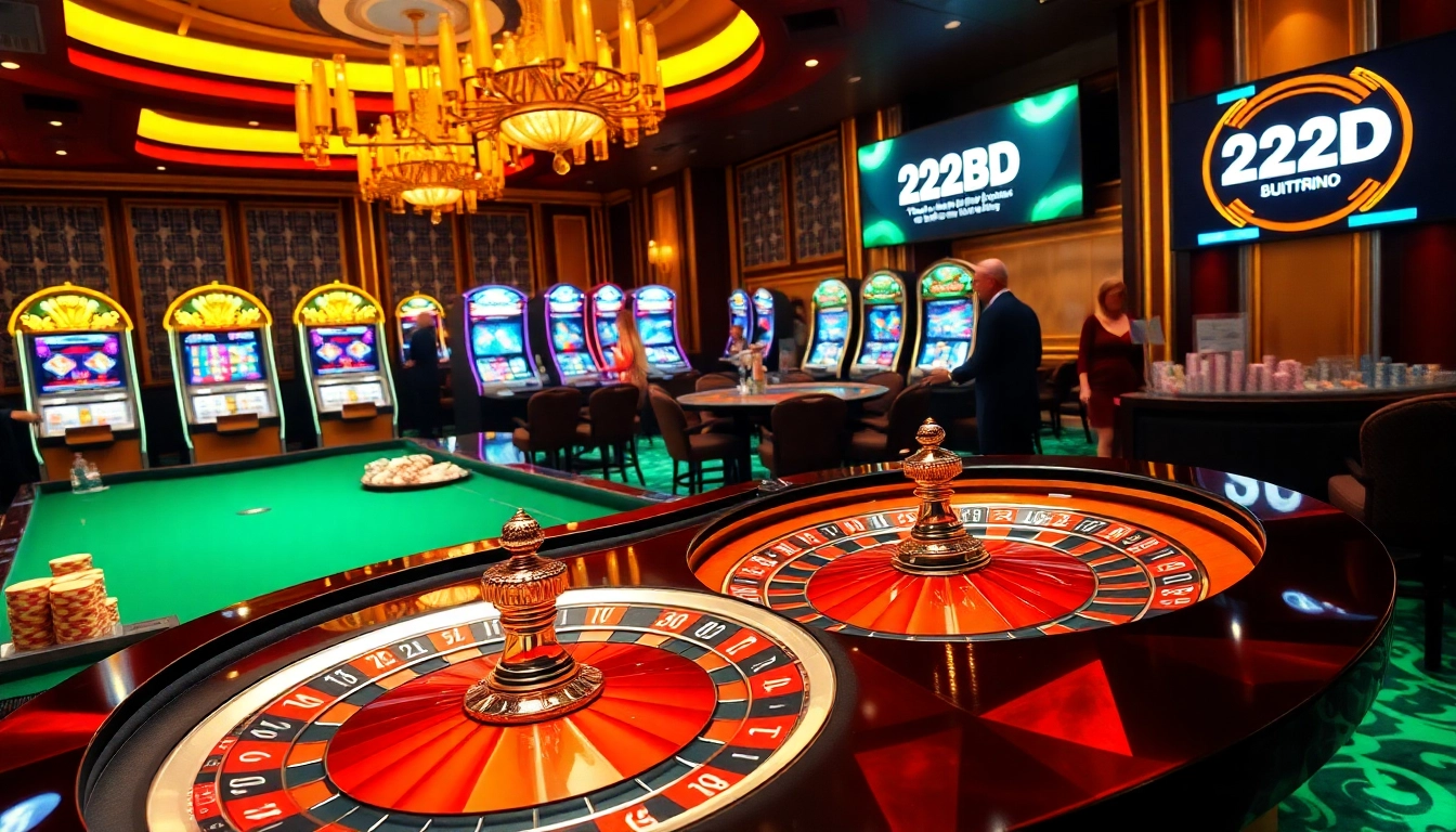 Exciting roulette gameplay at 222BD casino with vibrant colors and engaged players.