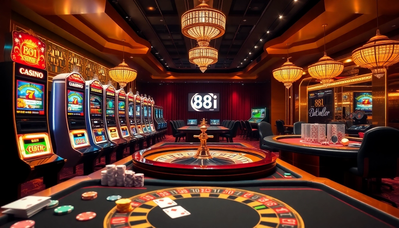 Experience the excitement of gambling at 88i with vibrant slot machines and elegant poker tables.