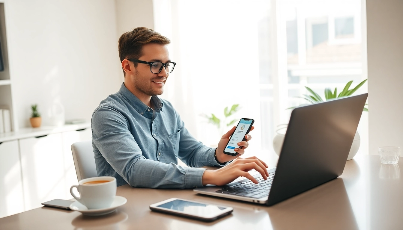 现代家庭办公环境中的 QuickQ官网用户友好界面。