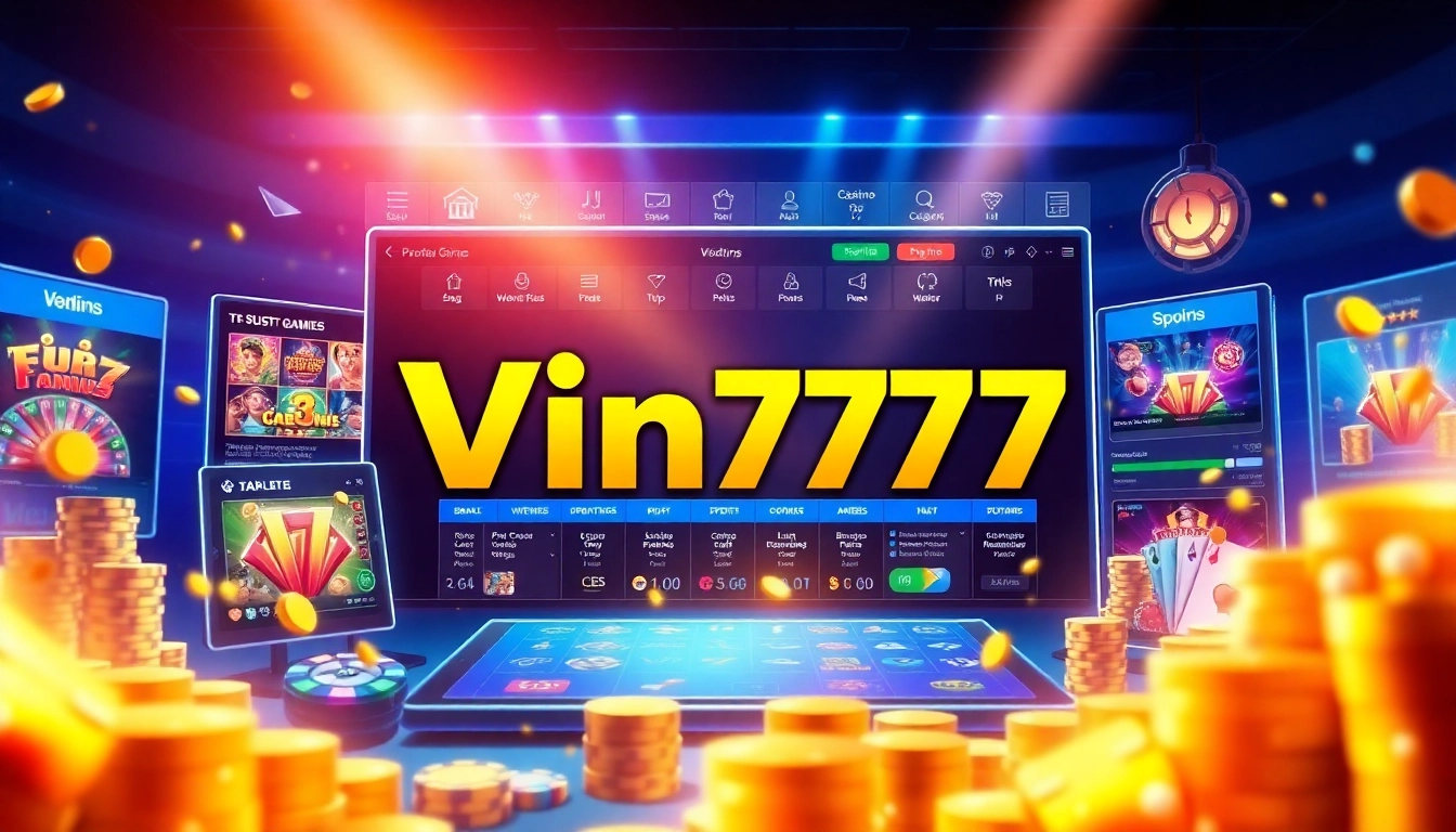 Vin777.gb.net interface showcasing diverse online gambling options in a modern environment.