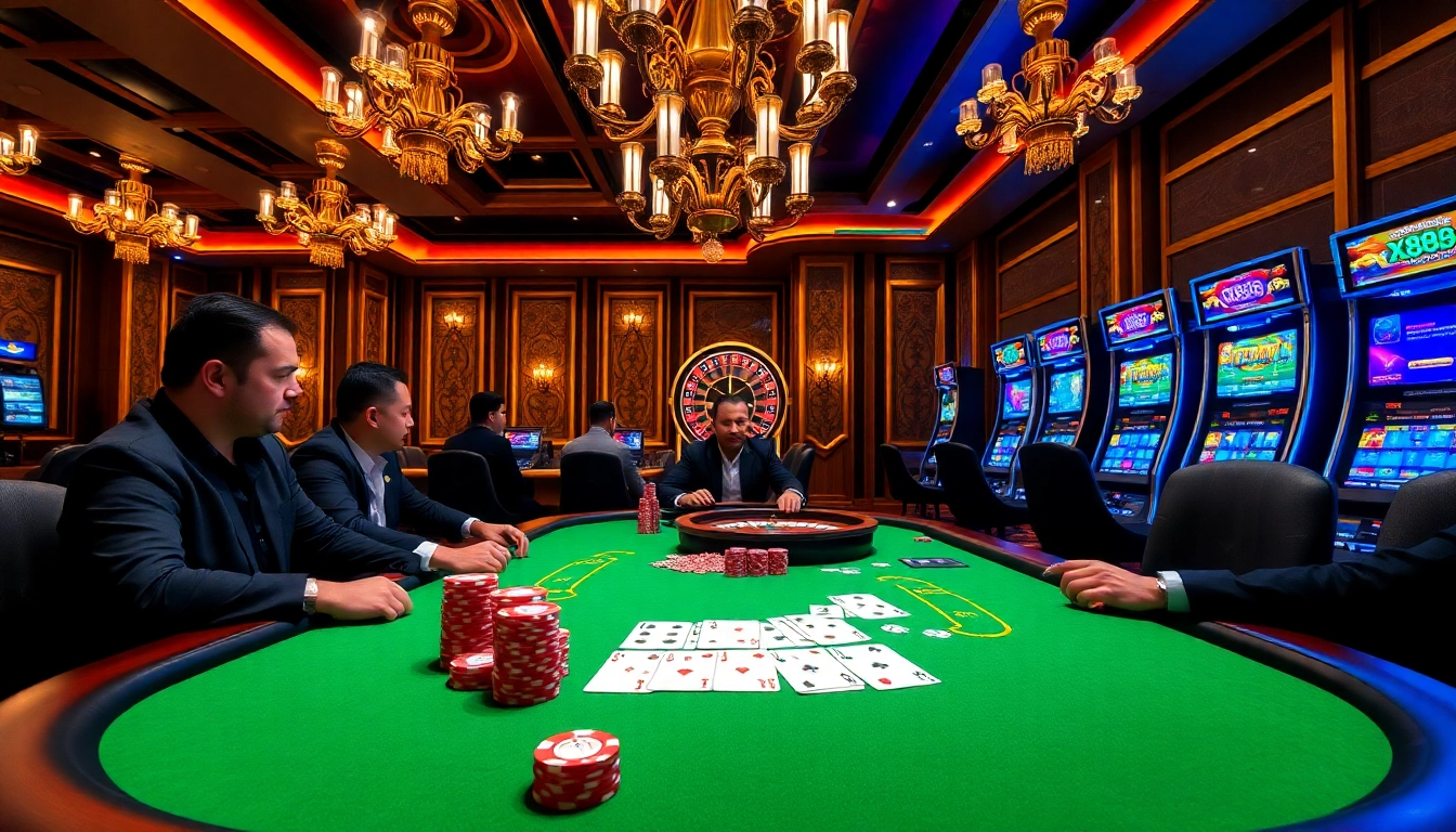 Engaged players strategizing at a high-stakes poker table, featuring Link X88 branding.