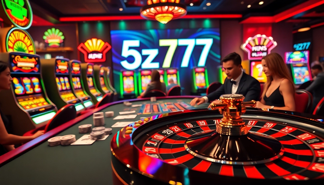 Experience the thrilling ambiance of 5z777 with vibrant casino gaming elements.