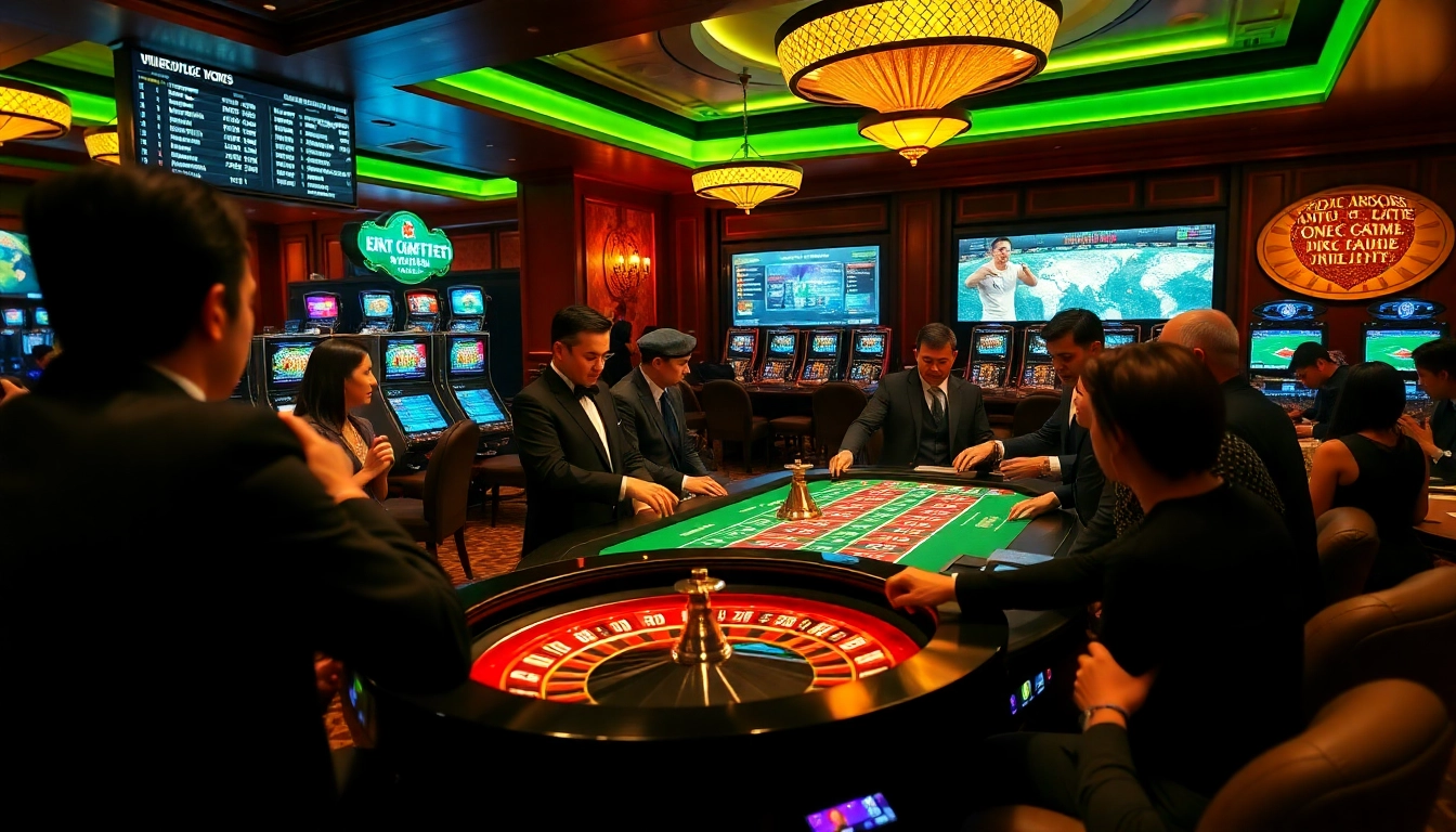 Engage in thrilling gameplay at Nhà cái 9BET with exciting casino tables and vibrant slot machines.