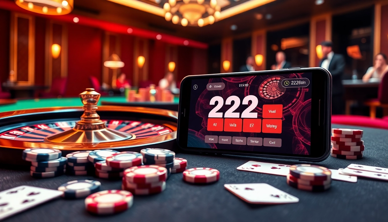 Experience the thrill of gaming with the 222bd app on a luxurious casino table.
