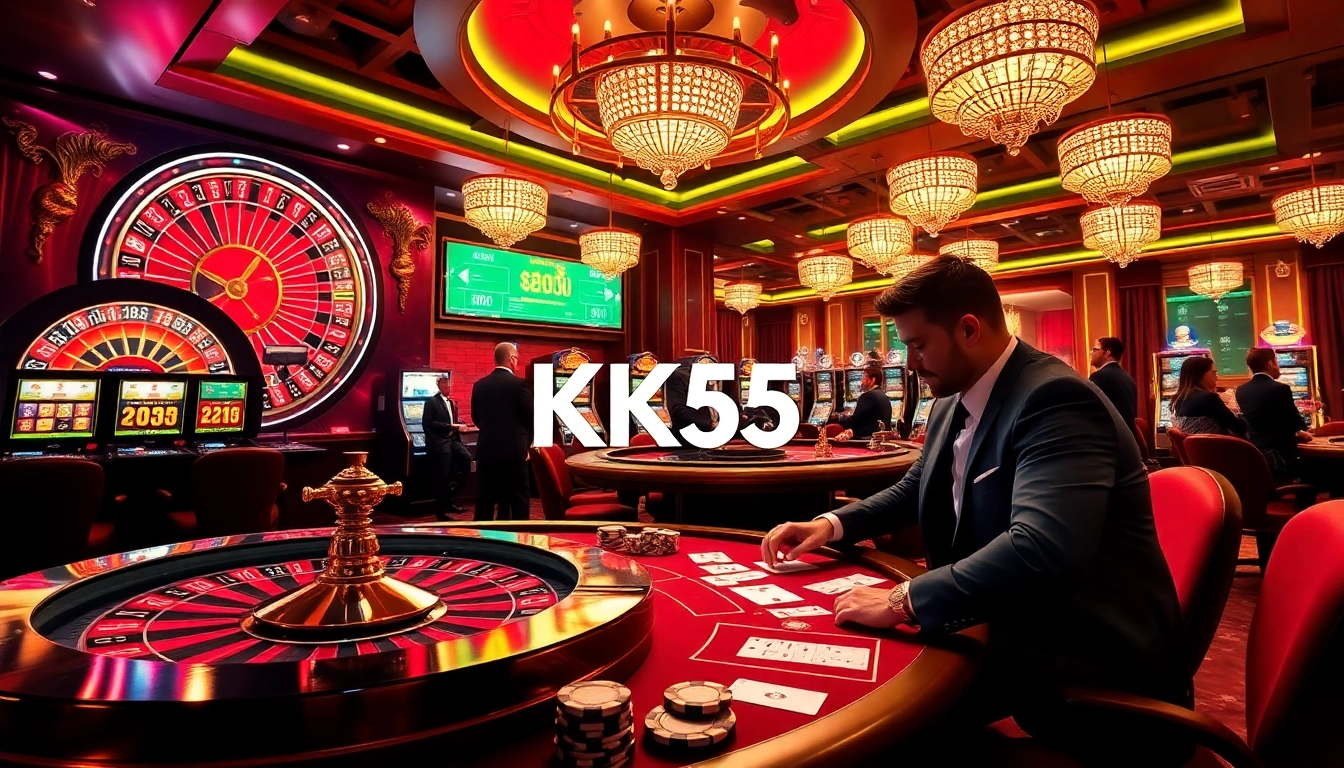 Engaging in a thrilling casino game scene with KK55-focused gaming elements for gamblers.