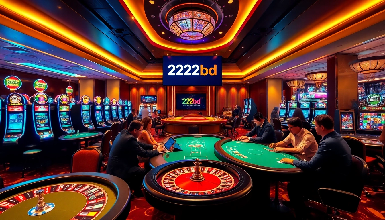 Experience thrilling gameplay at 222bd with exciting casino tables and vibrant slot machines.