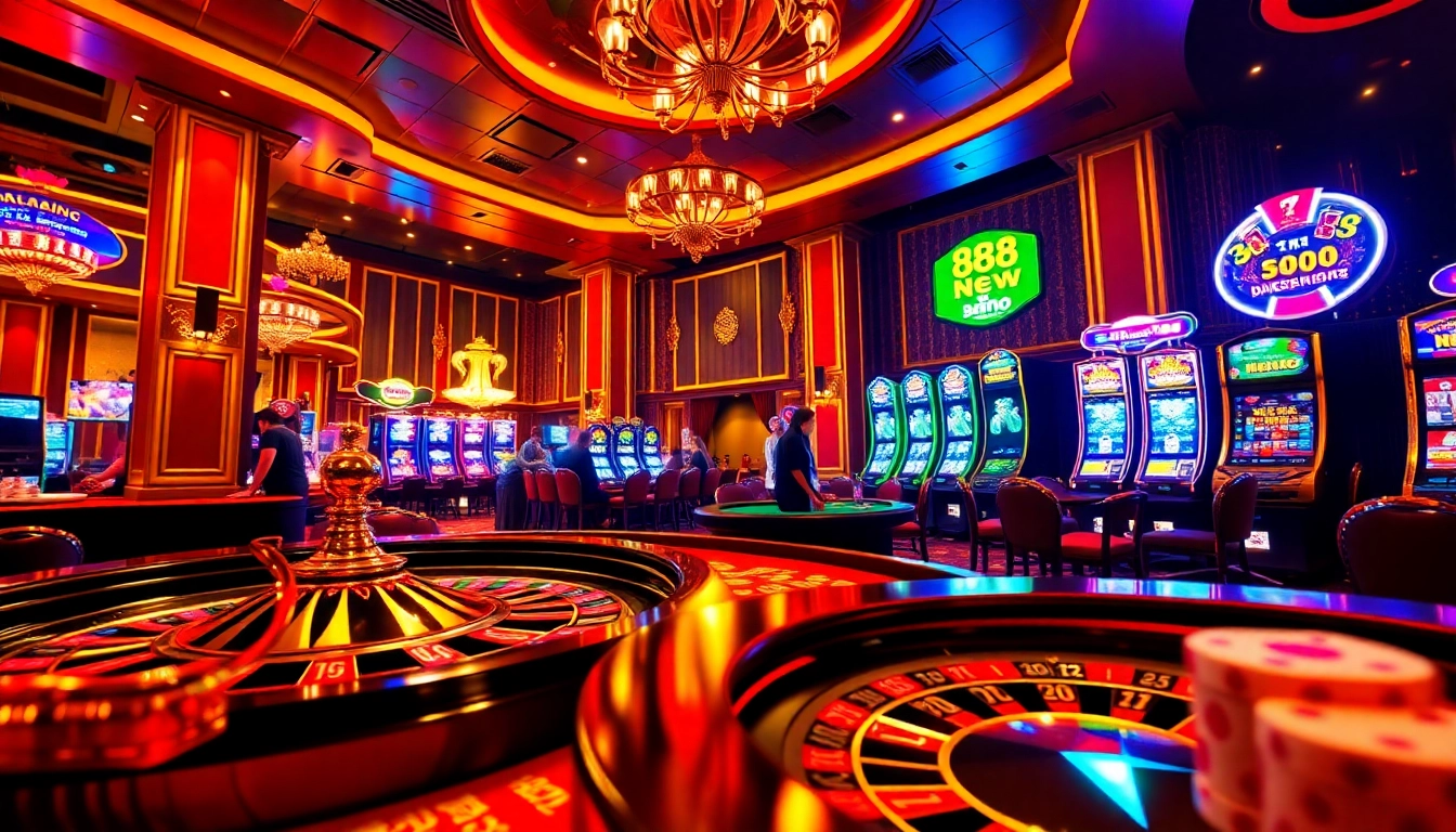 Experience a captivating casino atmosphere at 888new with vibrant games and luxurious decor.