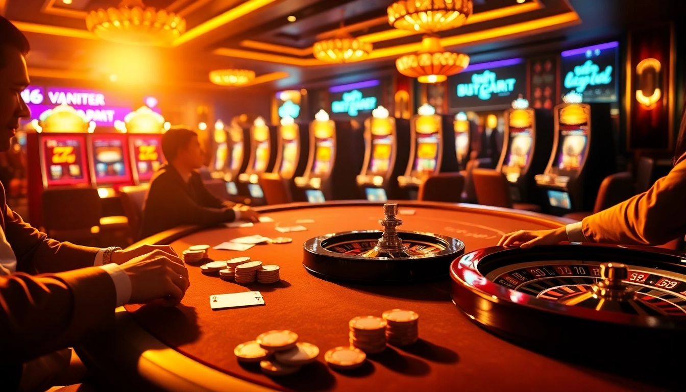 Engage in a thrilling game bài experience with vibrant casino elements.