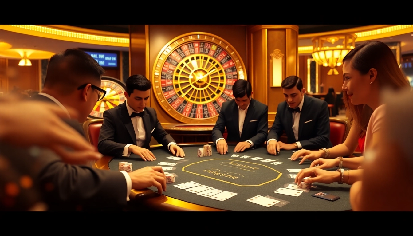 Experience high-stakes excitement at the 98win8 casino, featuring a luxurious poker table in action.