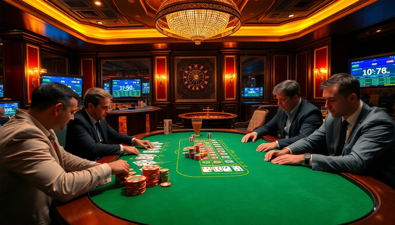 Engaging high-stakes poker game showcasing strategy and excitement at https://n188hv.com/ casino table.