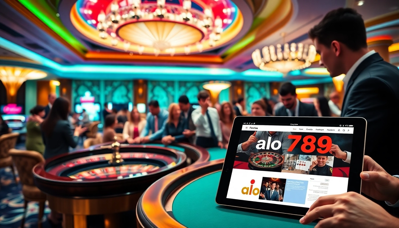 A lively scene from alo789 showcasing players at a casino table with vibrant gaming elements.